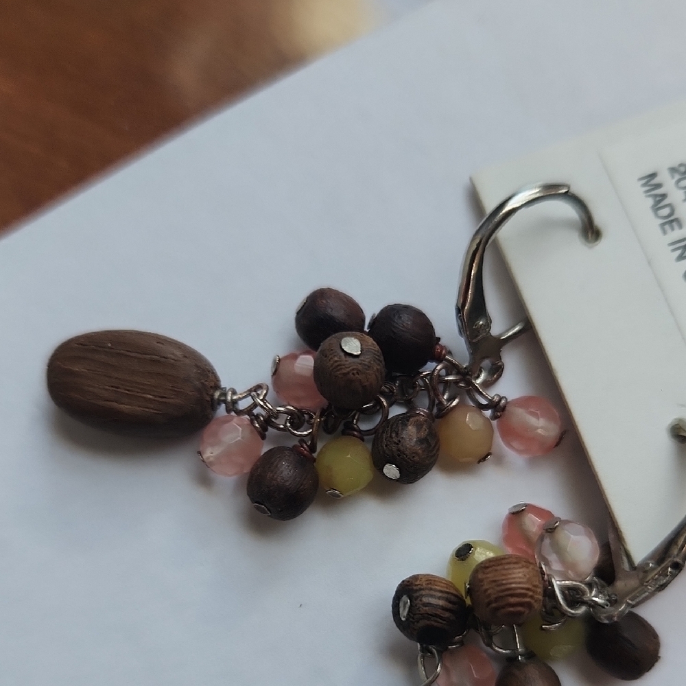 J. Jill Silver Earrings with Brown and Pink Beads - Picture 5 of 6